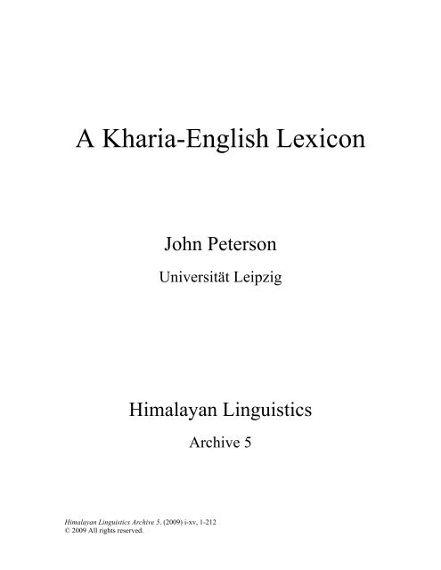 A Kharia-English Lexicon - UCSB Linguistics